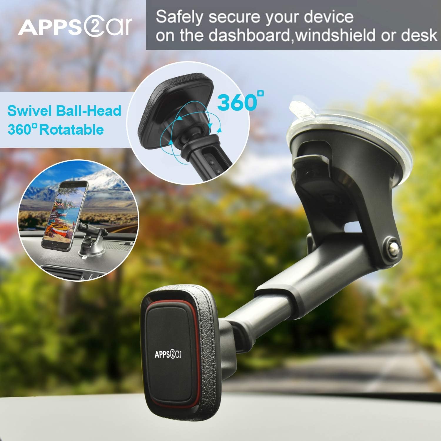 APPS2Car Ultimate Magnetic Suction Cup Phone Holder